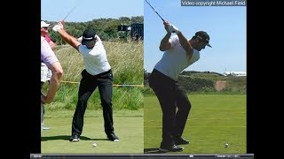 Jon Rahm golf swing  Long Iron faceon amp downtheline July 2017 [upl. by Falk859]