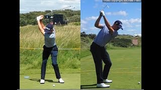 Justin Thomas golf swing  Long Iron faceon amp downtheline July 2017 [upl. by Eittod]